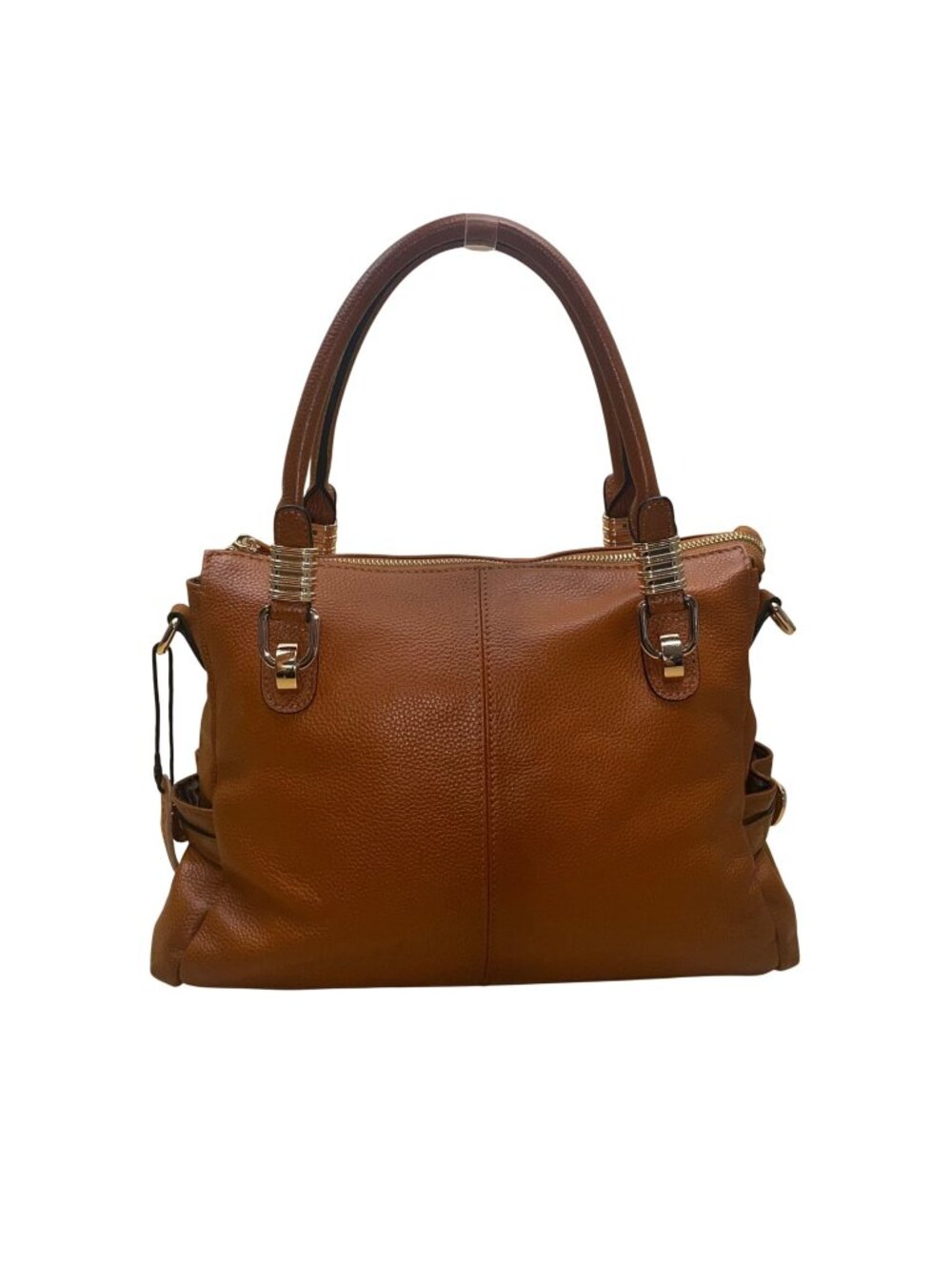 Kattee Women’s Brown Leather Structured Design Dual Handle Satchel Bag